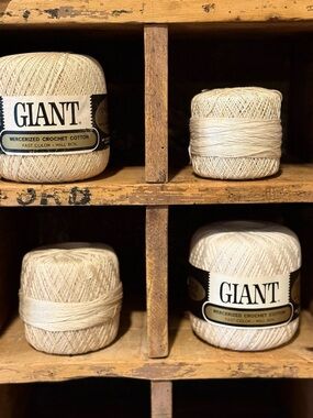 Bundle of 4 Vintage Mixed Mercerized Crochet Cotton - Natural Ecru